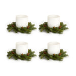 Melrose Pine Candle Ring with Pinecone Accents (Set of 4)