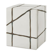Uttermost Inlay White Finish Striking Bronze Rocklyn Earthenware Garden Stool