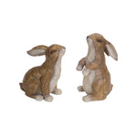 Carved Stone Rabbits Set of 2, Polystone Garden Figurines 9.5" & 11" by Melrose