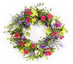 Mixed Floral Wreath 24"D Polyester/Plastic Spring Decor by Melrose