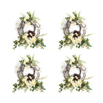 Melrose Woven Grapevine Wreath with Hydrangea and Bird Nest Accents (Set of 4)