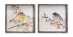 Melrose Wood Framed Watercolor Bird Plaque (Set of 2)