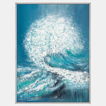 Sagebrook Home 70167 36"X48" Handpainted Waves Canvas, Aqua