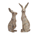 Melrose Weathered Stone Standing Garden Rabbit Figurine (Set of 2)