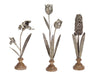 Melrose Metal Floral Stem Sculpture with Wood Style Base (Set of 3)