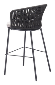 Black Outdoor Fabric Barstools – Set of Two