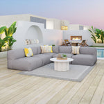 Modern White Patio Coffee Table with Aluminum Frame