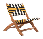 Lounge Chair Multicolor – 29.1"H Solid Acacia Wood Frame with Synthetic Rattan Weave, Modern Outdoor Seating By Zuo Modern