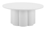 Metal Coffee Table 14.8"H, White Finish with Round Top, Modern Outdoor Design by Zuo Modern