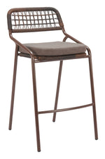 Rio Barstool – 40" H Outdoor Brown Powder-Coated Steel & Rattan By Zuo Modern (Set of 2)