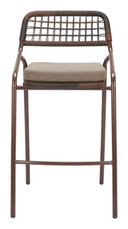 Outdoor Barstool with Removable Cushion – Brown