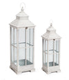 Classic Wooden Lantern Set – Rustic White – 28"H and 38"H – Indoor Floor Accent – by Melrose