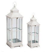 Floor Lantern Set of 2 – Wooden Construction 28"H and 38"H Traditional Home Decor by Melrose
