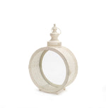 Ivory Metal and Glass Lantern – 17.5 Inch Decorative Home Accent by Melrose
