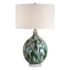Uttermost Mihaela Ceramic Lamp – Drip Glaze Finish with White Linen Shade


