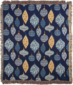 50" x 60" Cotton Tapestry Throw - Blue White Christmas by Manual Woodworkers