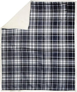 Sherpa Fleece Throw – 50"W x 60"L, Black and White Plaid, Ultra-Soft Cozy by Manual Woodworkers