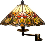 Fine Art Lighting Tiffany Style Floor Reading Lamp – Adjustable Swing Arm, Stained Glass Shade