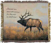 Inspirational Throw Blanket – Grey Ghost Design with Scripture Verse, 50x60 Cotton Tapestry