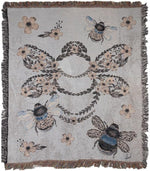 Bee Noir Woven Throw – Contemporary Bee Pattern Cotton by Manual Woodworkers