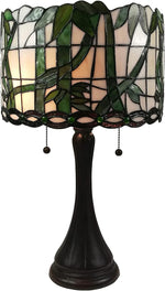Amora Lighting Tiffany Style 2 Light Vines and Leaves Drum Table Lamp 21" Tall