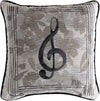 Music-Themed Throw Pillow with Black Piping – 17" x 17"