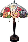 Amora Lighting 24" Tiffany Style Rose Lamp with Dual Lights