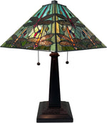 Amora Lighting Tiffany Style 2 Light Dragonfly Table Lamp 23" Tall