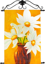 Manual Woodworkers and Weavers Golden Daisies Hand-Painted Canvas Wall Hanging, 29.5 x 42 Inches, Textured Floral Art for Elegant Home Decor