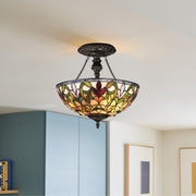 Fine Art Lighting Vintage Stained Glass Flush Light – Semi-Flush Ceiling Fixture