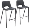 Desi Armless Barstool 40" H Black Faux Leather Plywood Steel Set of 2 – Zuo Modern