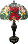 Amora Tiffany 2 Red Roses Table Lamp – 24 Inch Stained Glass