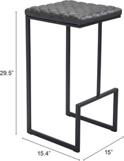 Zuo Modern Backless Gray Barstool For Kitchen Island Seating