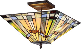 Chloe Lighting KINSEY 2-Light Mission Semi-Flush Ceiling Fixture, 14