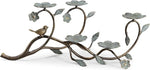 SPI Home Distressed Grey Bird and Flowers Aluminum Candelabra Holder – 25" x 9.5" Nature-Inspired Centerpiece