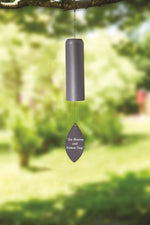 Manual Woodworkers and Weavers Let Heaven and Nature Sing Cylinder Wind Chime, 24 Inches Tall, Grey Finish with Holiday-Inspired Message