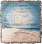 Footprints in the Sand 50x60 inch Cotton Throw – Spanish Inspirational by Manual Woodworkers