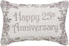 Happy 25th Anniversary Gold Accent Pillow – 12.5" x 8.5"