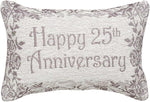 Manual Woodworkers and Weavers Happy 25th Anniversary Decorative Pillow, 12.5" x 8.5" Rectangular Throw Cushion