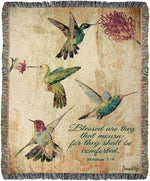 Faith-Inspired Woven Throw HUMMINGBIRD FLORAL 50x60 Inch by Manual Woodworkers