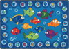 Carpets for Kids Fishing for Literacy Blue Learning Rug, Rectangle