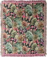 Dark Succulents Cotton Throw – 50x60 inch Decorative Woven by Manual Woodworkers