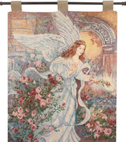Romantic Angel Wall Tapestry – Lena Liu Artwork with Finial Rod