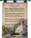 Amazing Grace Sheet Music Wall Tapestry – Country Church Design
