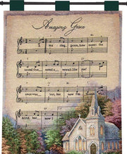 Rustic Hymn Wall Hanging – Amazing Grace Woven Tapestry 26x36