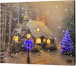 Manual Woodworkers and Weavers Stonehearth Hutch Kin Wall Art – Rustic Multicolor Country Scene on Stretched Canvas