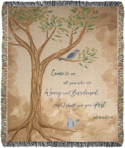 Come to Me Scripture Throw – 50x60 Cotton Inspirational Blanket