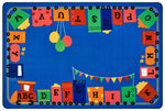 Carpets for Kids Alphabet Fun Train Learning Rug, Rectangle, Blue