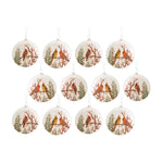 Melrose Glass Cardinal Pine Tree Disc Ornament (Set of 12)