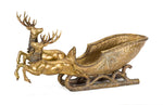 Melrose Holiday Deer with Sleigh with Gold Finish 25"L